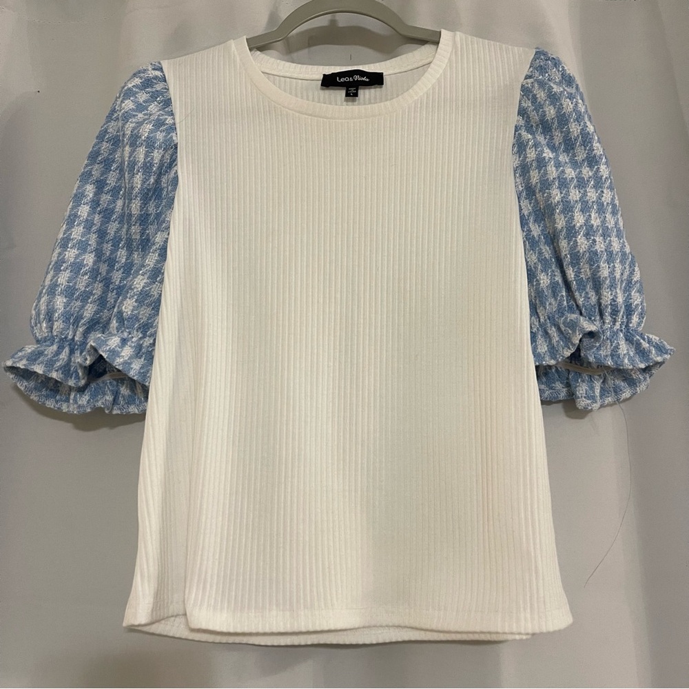 Lea and Viola Houndstooth Sleeve Blouse